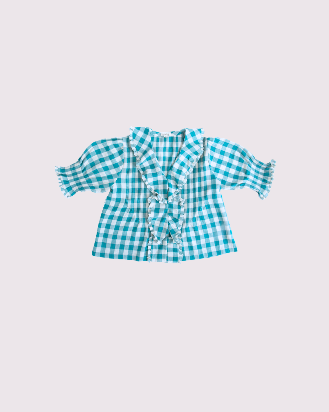 Women's Gingham Teal Top