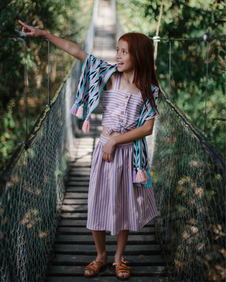 Stripe Tie Top & Skirt Set