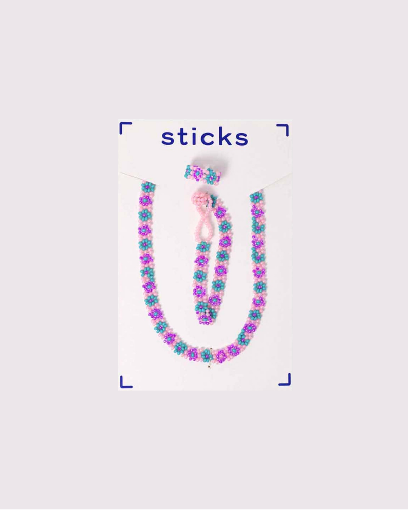 Flower Beaded Set- Teal