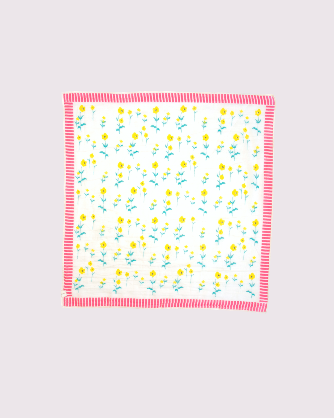 Floral Block Print Bandana-Red