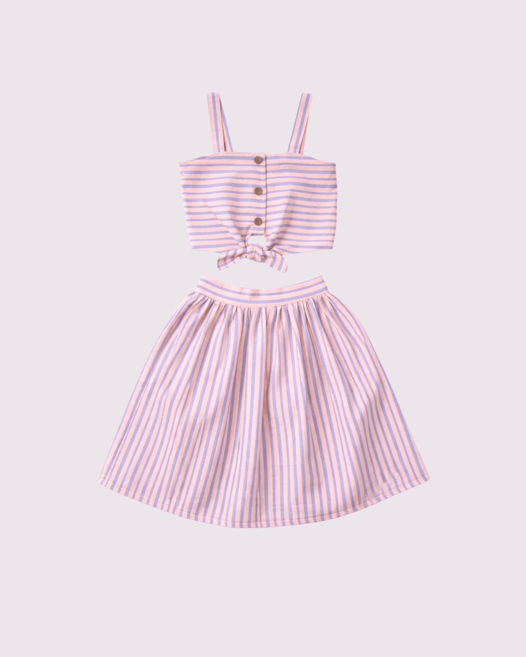 Stripe Tie Top & Skirt Set