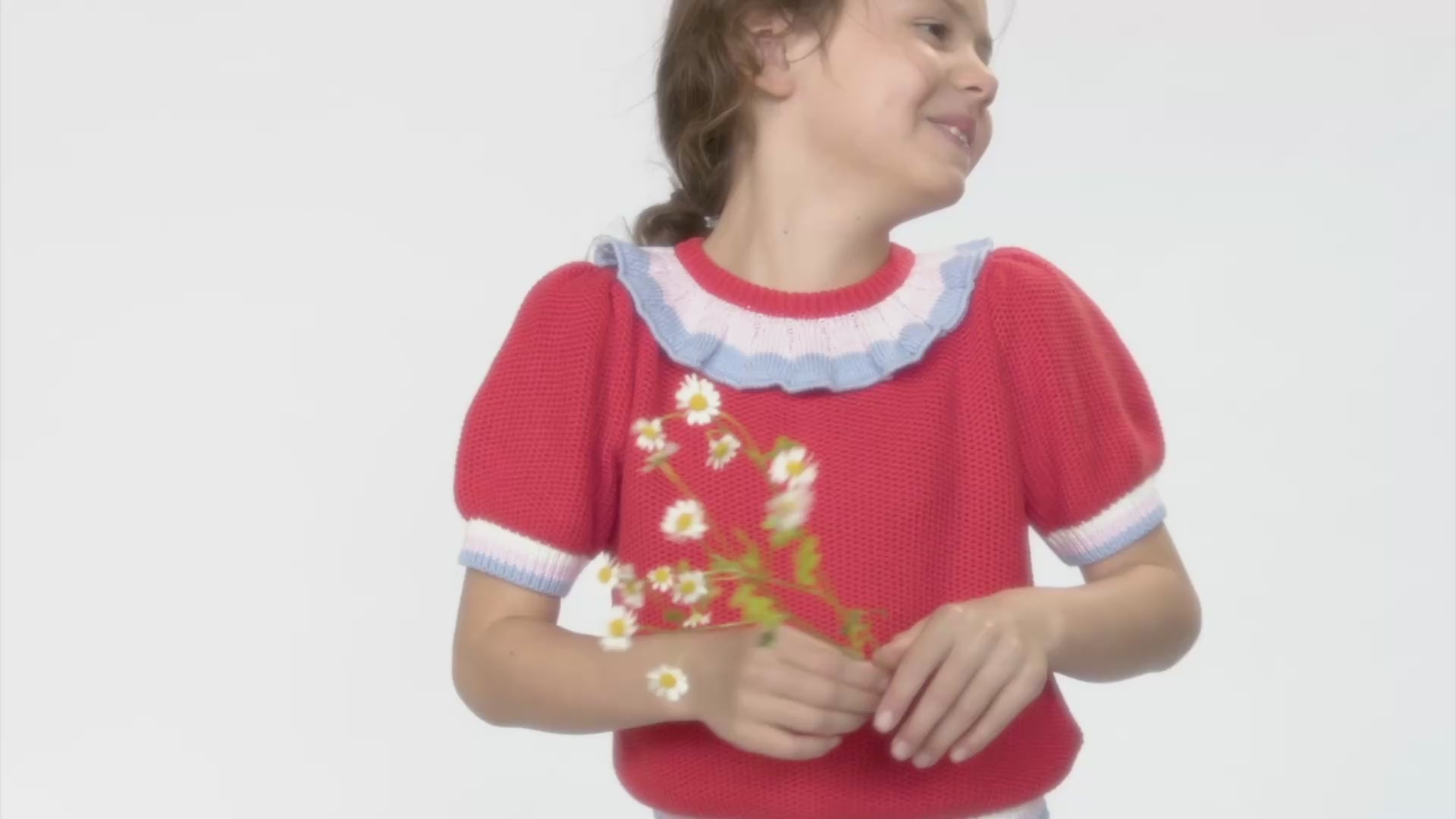 Girls Handmade clothing, Red Ruffle top, Pima Cotton, made in Peru, Summer, every day play 