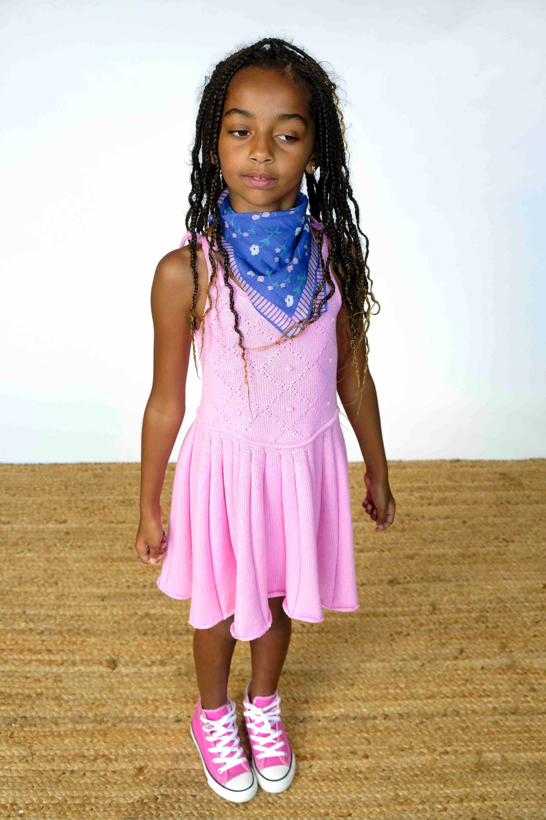 Floral Block Printed Bandana- Blue