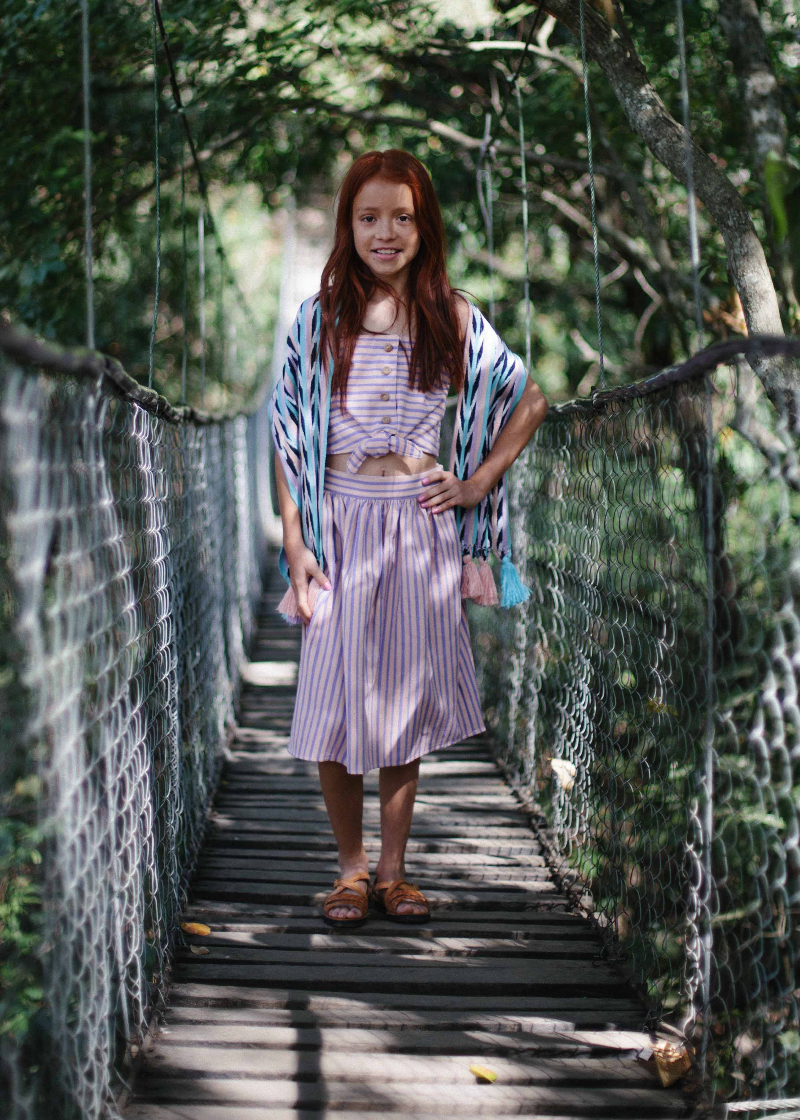 Stripe Tie Top & Skirt Set