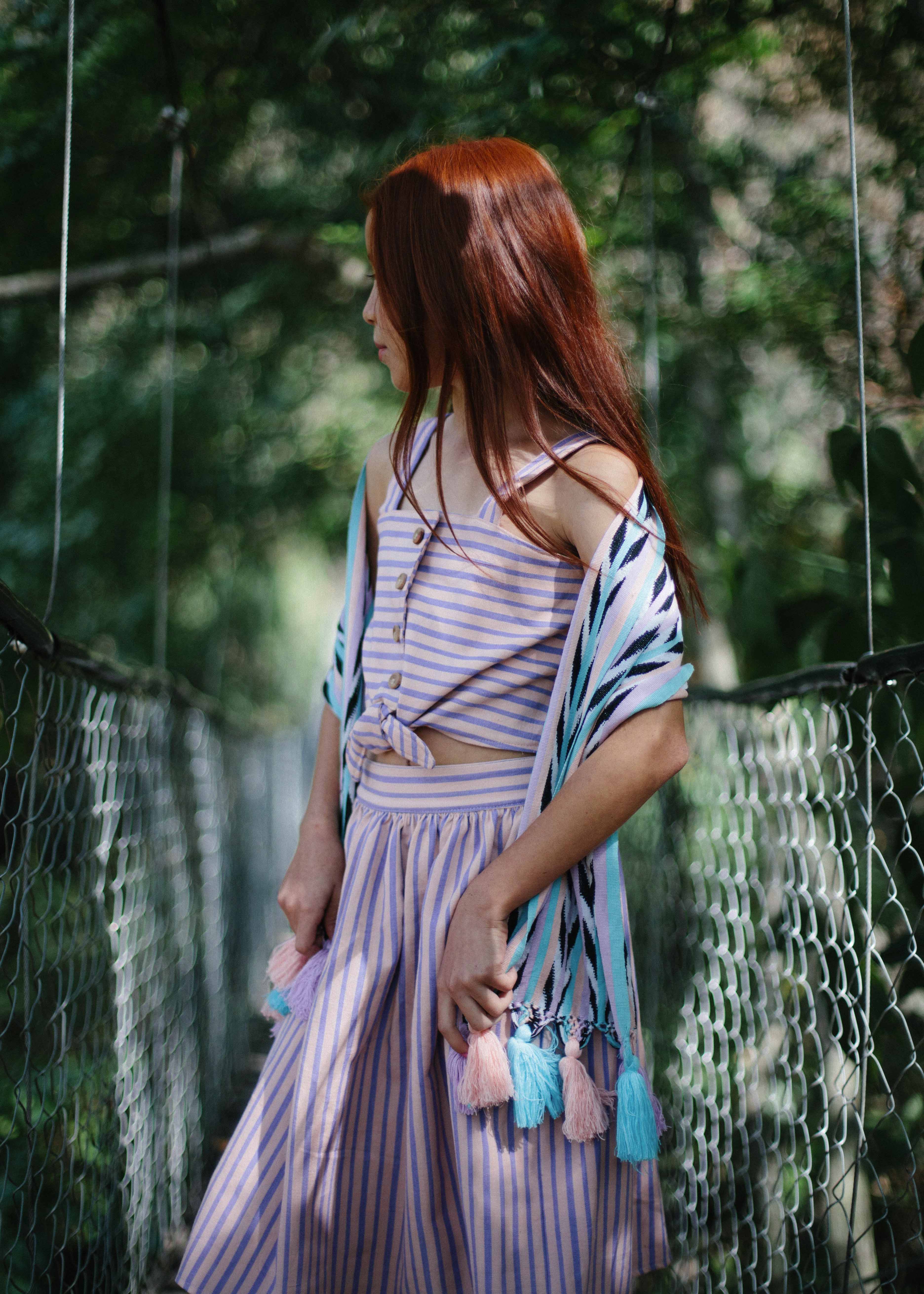 Stripe Tie Top & Skirt Set