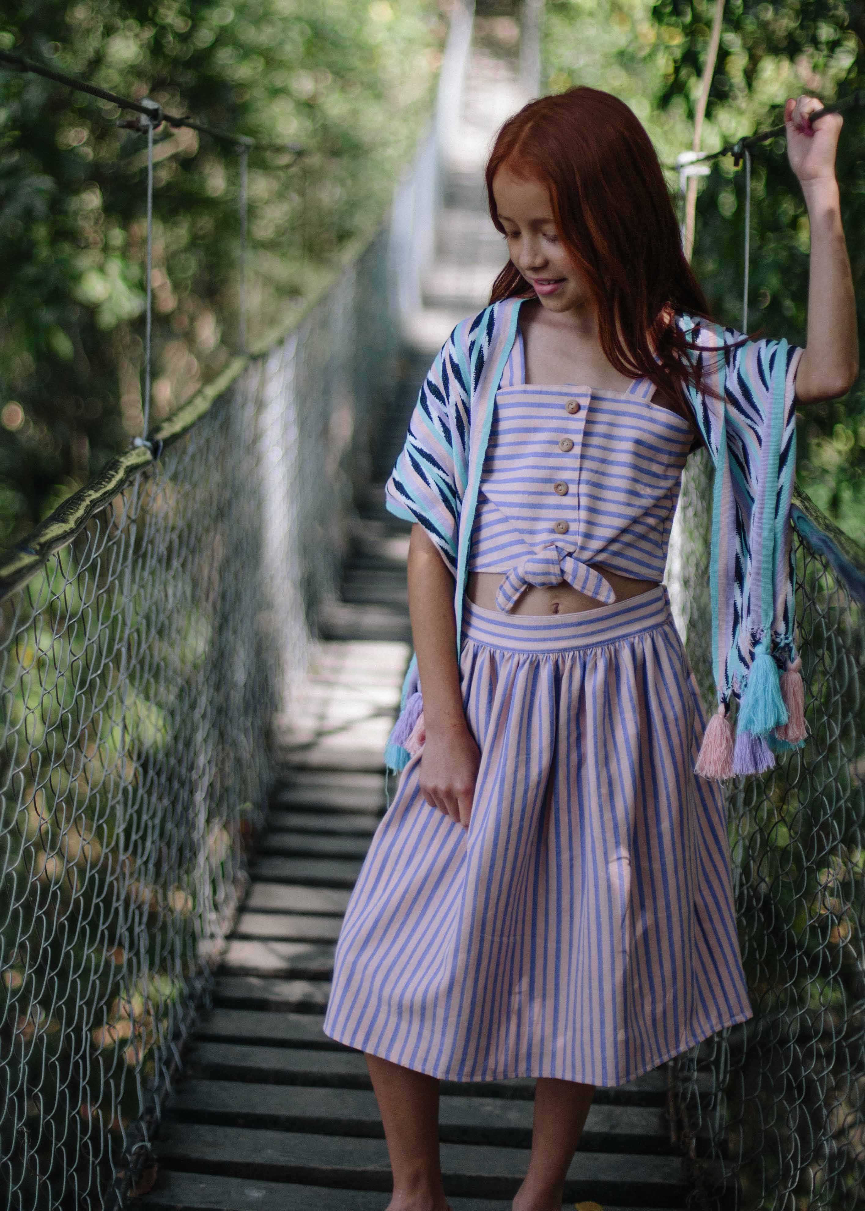 Stripe Tie Top & Skirt Set